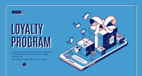 Loyalty program isometric web banner gift boxes Stock Illustration