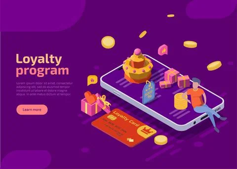 Loyalty program isometric web banner 스톡 일러스트