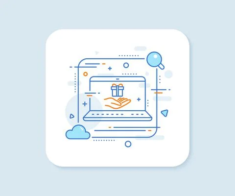 Loyalty program line icon. Gift box sign. Vector Stock Illustration