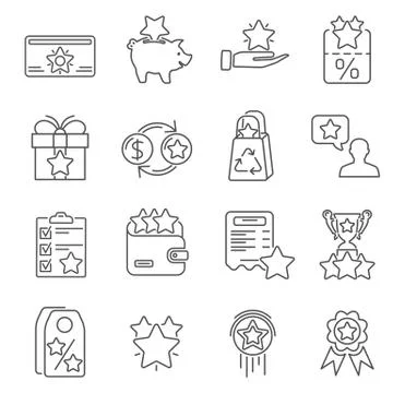 Loyalty Program Line Icons Set Stock Illustration