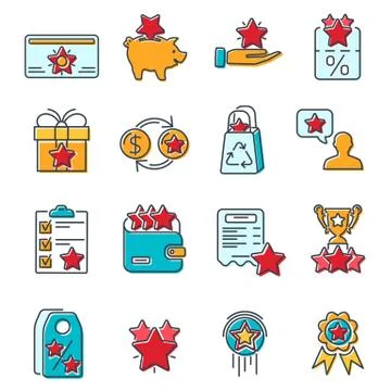 Loyalty Program Line Icons Set Stock Illustration