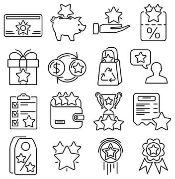Loyalty Program Line Icons Set Ilustración de archivo
