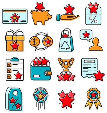 Loyalty Program Line Icons Set Stockillustratie