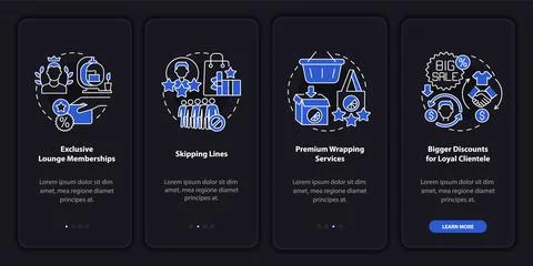 Loyalty program perks dark onboarding mobile app page screen イラスト素材