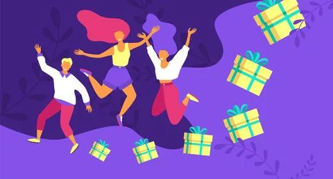 Loyalty program, refer friend flat vector illustration. Referral marketing Stock Illustration