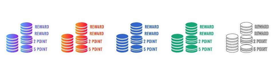 Loyalty Program &amp; Reward Points Icons Earning System &amp; Bonus Graphics イラスト素材
