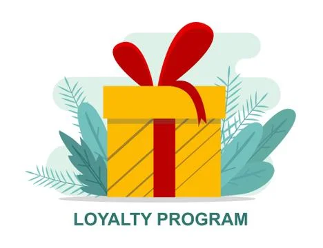 Loyalty program reward. Surprise gift box isolated on white, vector illustration Stock Illustration