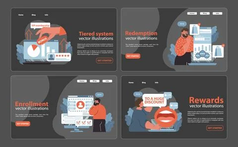 Loyalty program set. Flat vector illustration Stock Illustration