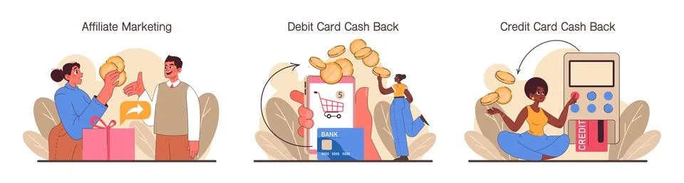 Loyalty program set. Rewards, offers, cashback and card points. Commercial イラスト素材