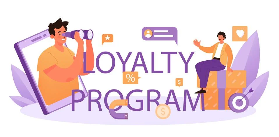 Loyalty program typographic header. Commercial program for client retention Stock Illustration