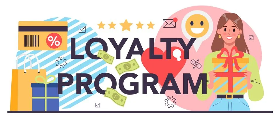 Loyalty program typographic header. Marketing program development Stock Illustration