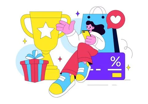 Loyalty Program Vector Illustration Featuring Customer Rewards, Shopping Be.. イラスト素材