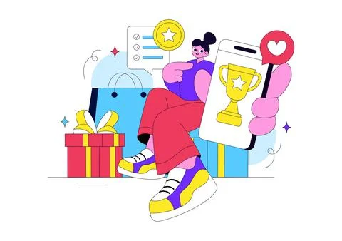 Loyalty Program Vector Illustration Featuring Customer Rewards, Shopping Be.. Stock Illustration