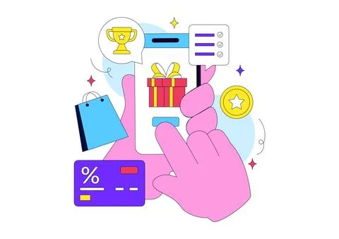 Loyalty Program Vector Illustration Featuring Customer Rewards, Shopping Be.. Stock Illustration