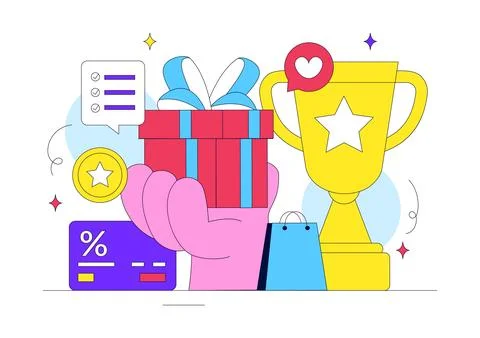 Loyalty Program Vector Illustration Featuring Customer Rewards, Shopping Be.. Stock Illustration