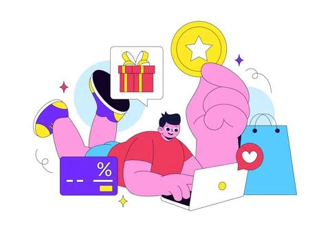 Loyalty Program Vector Illustration Featuring Customer Rewards, Shopping Be.. イラスト素材