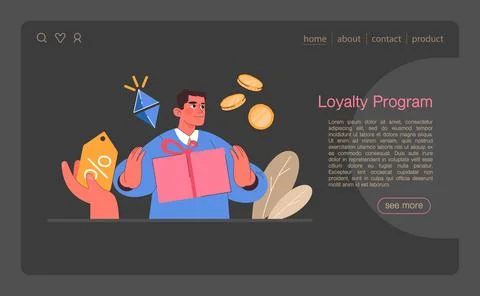 Loyalty program web banner or landing page dark or night mode. イラスト素材