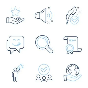 Loyalty program, Yummy smile and Hypoallergenic tested icons set. Vector Stockillustratie