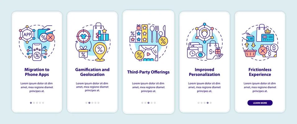 Loyalty programs trends onboarding mobile app page screen 스톡 일러스트