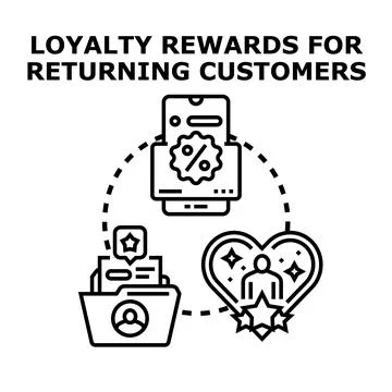 Loyalty rewards program offering bonus for returning customers Stock Illustration