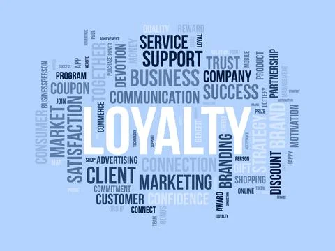 Loyalty wordcloud template. Progress management concept vector background. Stock Illustration