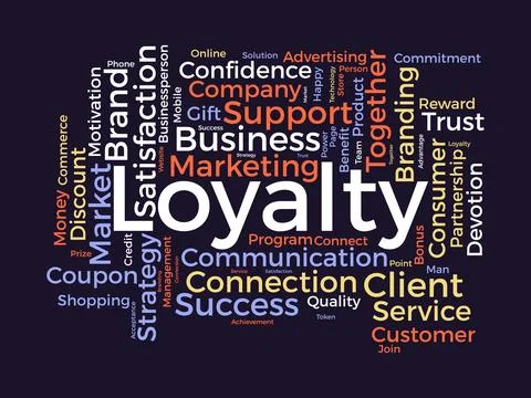 Loyalty wordcloud template. Progress management concept vector background. Stock Illustration