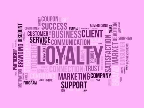 Loyalty wordcloud template. Progress management concept vector background. Stock Illustration