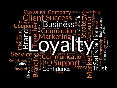 Loyalty wordcloud template. Progress management concept vector background. Stock Illustration