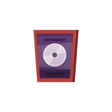 LP disc in wooden frame, silver vinyl or CD prize award flat vector icon, hit Stock Illustration