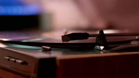 LP Spinning in Record Player Stock Footage 219439165
