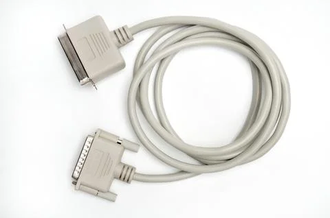 LPT parallel port cable and plug on white background Foto stock