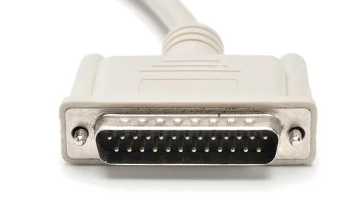 LPT parallel port cable and plug on white background Foto stock