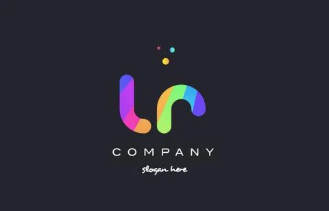 Lr l r  colored rainbow creative colors alphabet letter logo icon Stock Illustration
