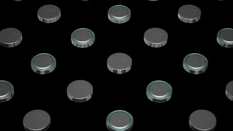LR44 batteries in a Row Video stock 334740904