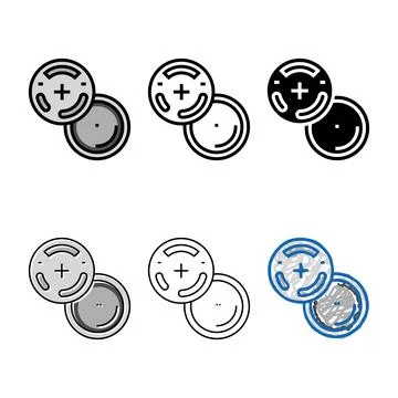 Lr44 button battery color icon forms vector Illustrazione stock