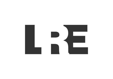 LRE logo design. Initial letter L R E bold font style for tech startups, co.. Stock Illustration