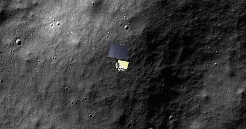 LRO gathering data over floor of Moretus Crater, south polar highlands Stock-Footage 112824794
