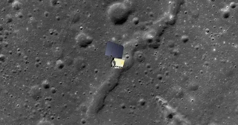 LRO gathering data over SE edge, Montes Carpatus range, Mare Insularum Stock Footage 112824971