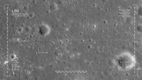 LRO imaging flyover: cratered terrain, Mare Insularum Stock Footage 112270482