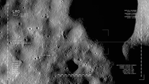 LRO imaging flyover: rolling terrain NNE of Chaplygin Crater Stock-Footage 112271368