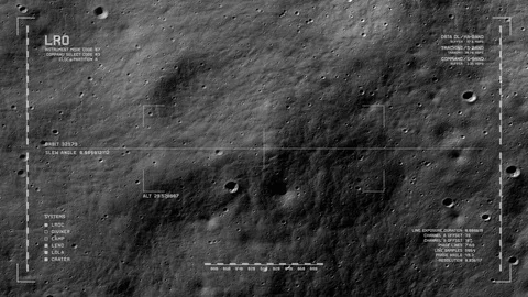 LRO imaging flyover: south floor of Moretus Crater Stock Footage 112271007