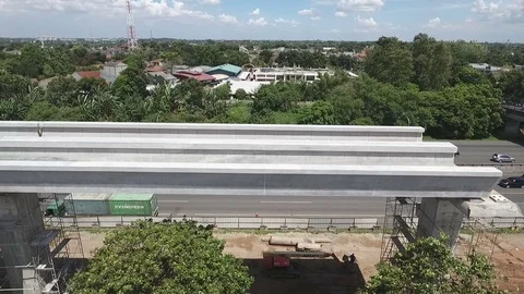 LRT Construction, Jakarta Light Rail Transit Stock Footage 76380159