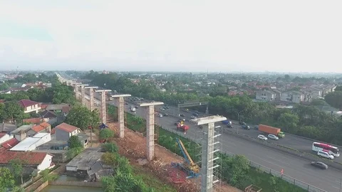 LRT Construction, Piling Stock Footage 76643356