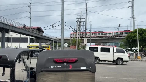 LRT Elevated Train Track at Redemptorist Station 4K 60fps Video stock 339554521