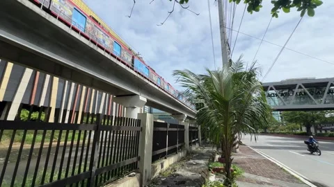 LRT Elevated Train Track at Redemptorist Station 4K 60fps 動画素材 339555879