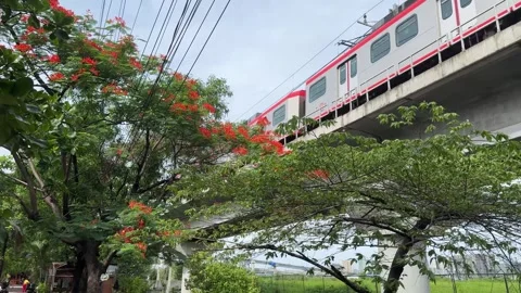 LRT Elevated Train Track at Redemptorist Station 4K 60fps Vídeos de archivo 339555899