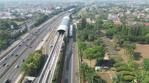 LRT station Harjamukti Stock Footage 249795006