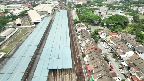 LRT Train Station Aerial View in Urban Cityscape Stockbeeldmateriaal 337332134