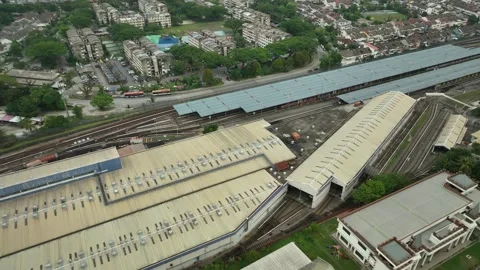 LRT Train Station and Railway Complex from Above Vídeos de archivo 337332173