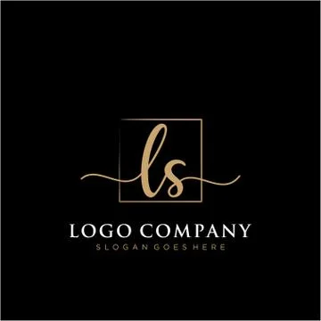 LS Initial handwriting logo with rectangle template vector Illustrazione stock
